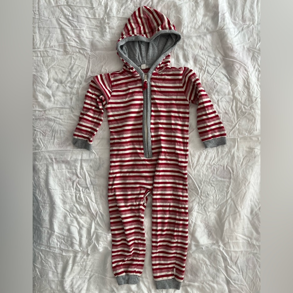 Cozy Striped Red and Gray Kids Pajama Set